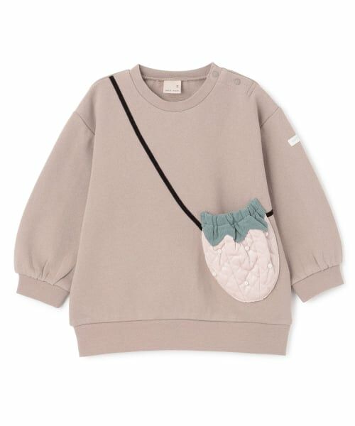 petit main / プティマイン スウェット | 【裏起毛】いちごポシェットトレーナー（モカ茶）