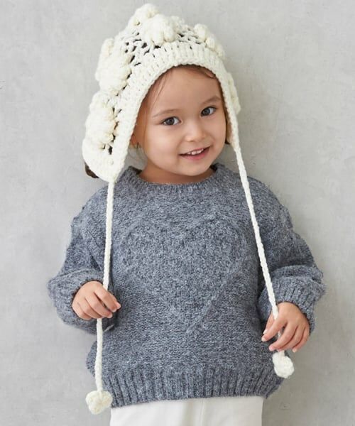 petit main / プティマイン ニット・セーター | 【リンク】ハートケーブルニット（トップ グレー）