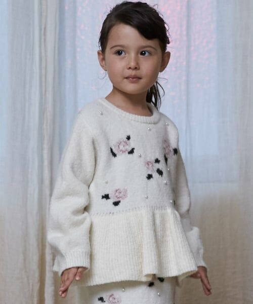 petit main / プティマイン ニット・セーター | 【フワもちっと/リンク】お花パールニット＜セットアップ対応＞ | 詳細1