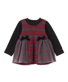 petit main / プティマイン Tシャツ | 【リンク】チェックドッキングチュニック