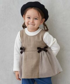 petit main / プティマイン Tシャツ | 【リンク】チェックドッキングチュニック