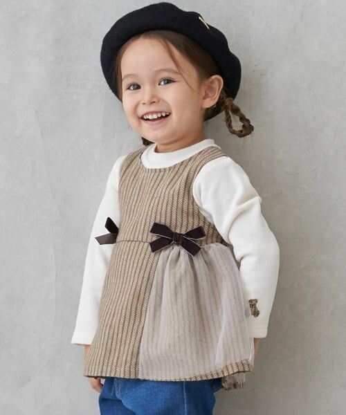 petit main / プティマイン Tシャツ | 【リンク】チェックドッキングチュニック | 詳細1