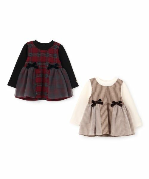 petit main / プティマイン Tシャツ | 【リンク】チェックドッキングチュニック | 詳細14