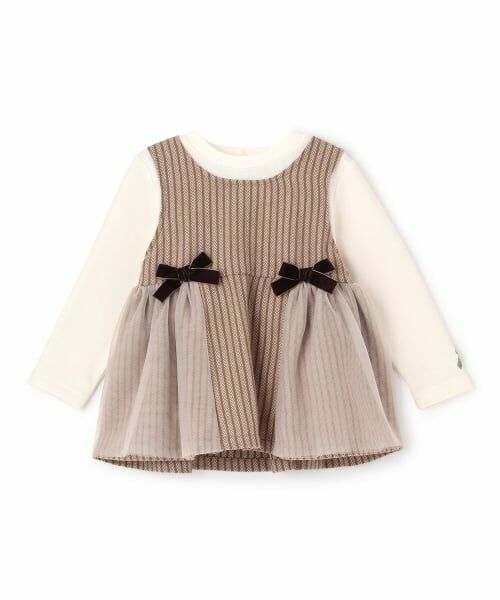 petit main / プティマイン Tシャツ | 【リンク】チェックドッキングチュニック | 詳細5