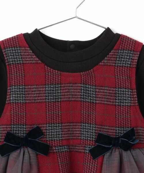 petit main / プティマイン Tシャツ | 【リンク】チェックドッキングチュニック | 詳細7