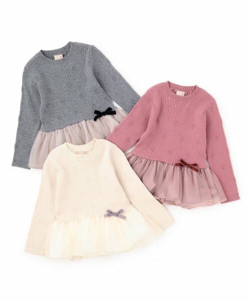 petit main / プティマイン Tシャツ | 【フワもちっと】ニットペプラムチュールチュニック | 詳細13