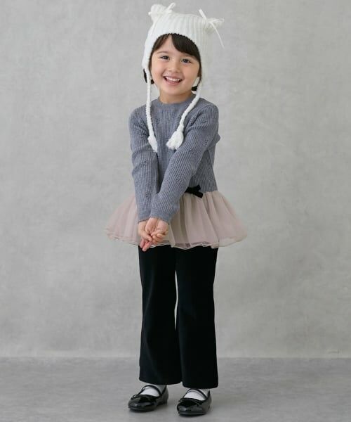 petit main / プティマイン Tシャツ | 【フワもちっと】ニットペプラムチュールチュニック | 詳細4