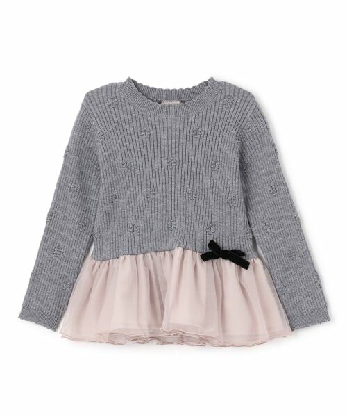 petit main / プティマイン Tシャツ | 【フワもちっと】ニットペプラムチュールチュニック | 詳細6