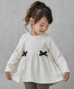 petit main / プティマイン Tシャツ | 裏起毛カットリボンチュニック