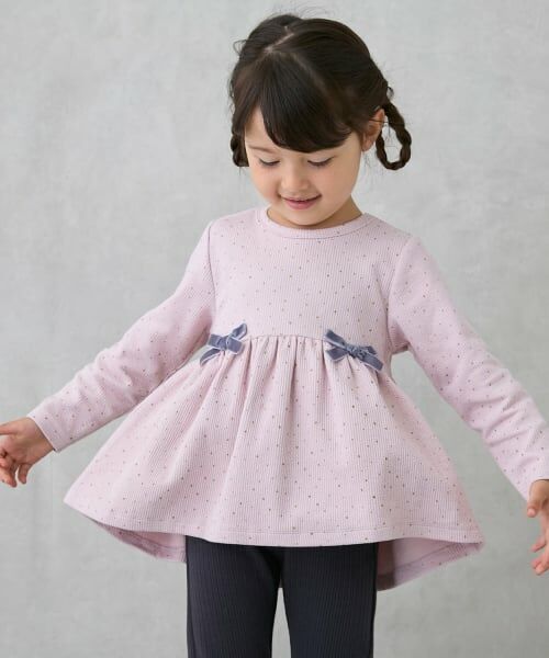 petit main / プティマイン Tシャツ | 裏起毛カットリボンチュニック | 詳細3