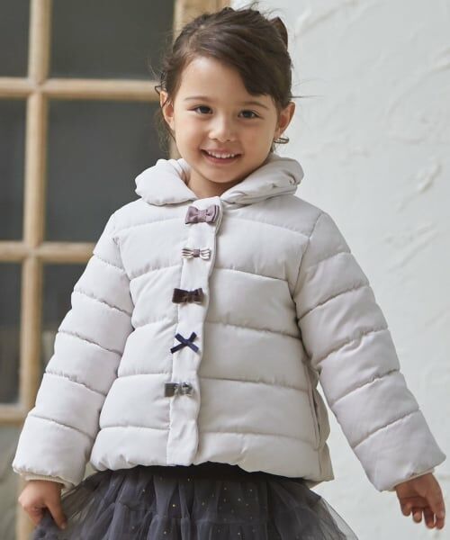 petit main / プティマイン ブルゾン | 【洗える】中綿リボンジャケット（アイボリー）