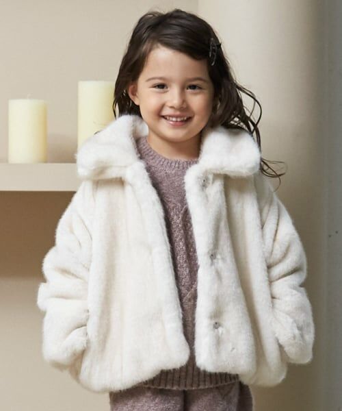 petit main / プティマイン ブルゾン | 【リンク】フェイクファージャケット（アイボリー）