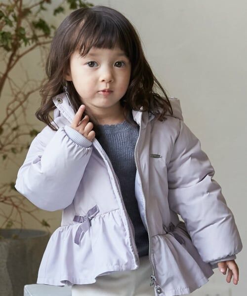 petit main / プティマイン ブルゾン | 【あったか】ペプラムダウンジャケット（ラベンダー）