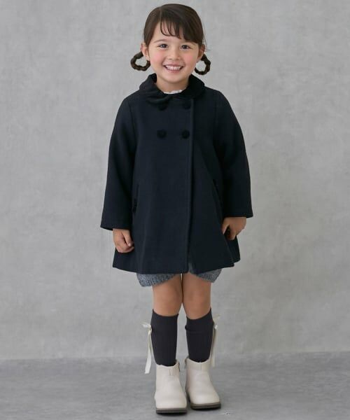 petit main / プティマイン その他アウター | 【リンク】ダブルブレストコート（紺）