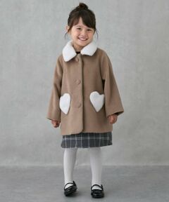 petit main / プティマイン その他アウター | 【洗える】ファー衿ハートポケットコート