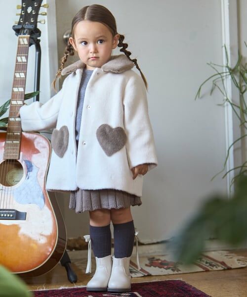 petit main / プティマイン その他アウター | 【洗える】ファー衿ハートポケットコート | 詳細1