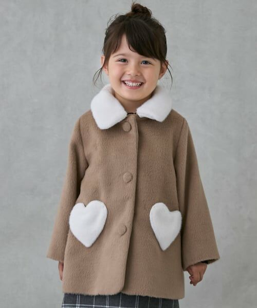 petit main / プティマイン その他アウター | 【洗える】ファー衿ハートポケットコート | 詳細2