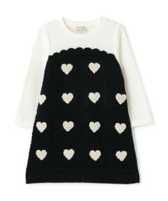 petit main / プティマイン ミニ丈・ひざ丈ワンピース | 【リンク】クロシェドッキングワンピース