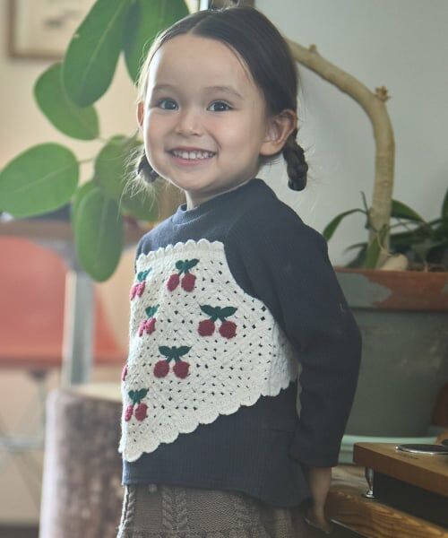 petit main / プティマイン ミニ丈・ひざ丈ワンピース | 【リンク】クロシェドッキングワンピース | 詳細4