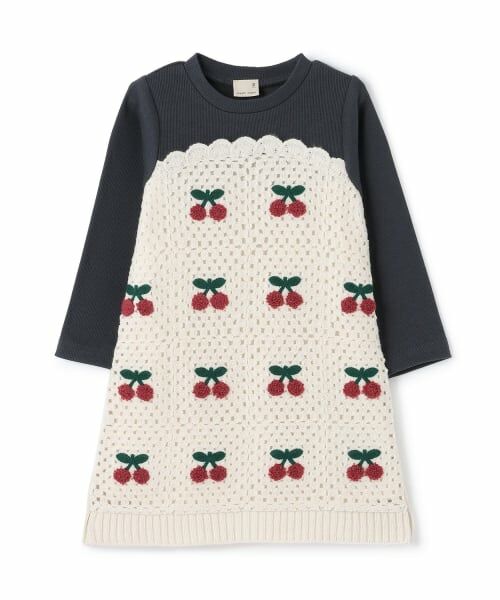 petit main / プティマイン ミニ丈・ひざ丈ワンピース | 【リンク】クロシェドッキングワンピース | 詳細5