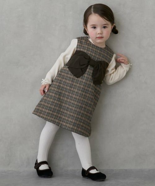 petit main / プティマイン ミニ丈・ひざ丈ワンピース | 【リンク】リボンジャンパースカート | 詳細4