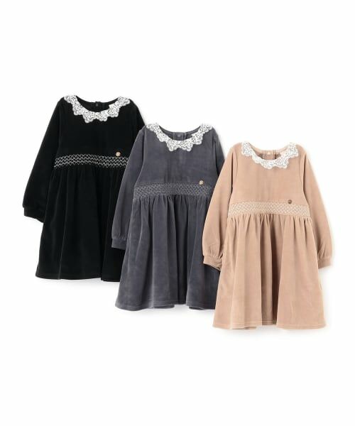 petit main / プティマイン ミニ丈・ひざ丈ワンピース | ベロアレースワンピース | 詳細13