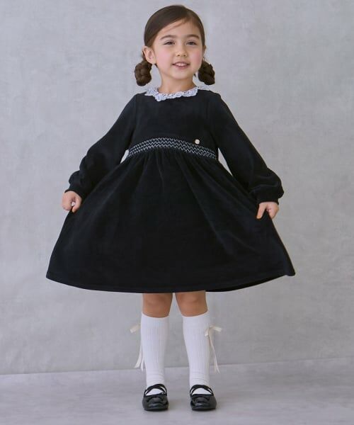 petit main / プティマイン ミニ丈・ひざ丈ワンピース | ベロアレースワンピース | 詳細3