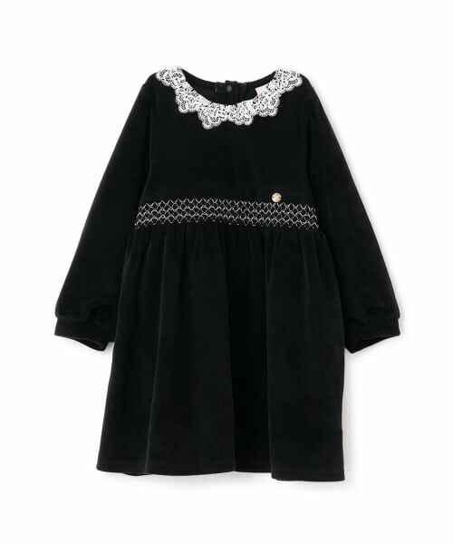petit main / プティマイン ミニ丈・ひざ丈ワンピース | ベロアレースワンピース | 詳細5