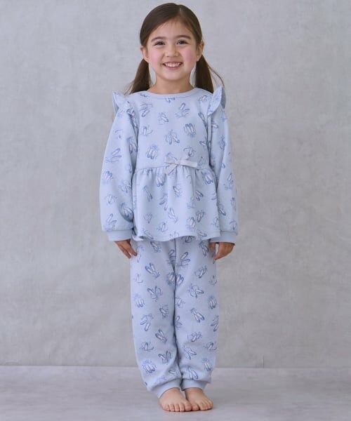 petit main / プティマイン ルームウェア | GIRLSキルティングパジャマ（サックス）