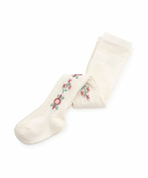 petit main / プティマイン ストッキング・タイツ・その他 | フラワージャガードタイツ（オフ ホワイト）