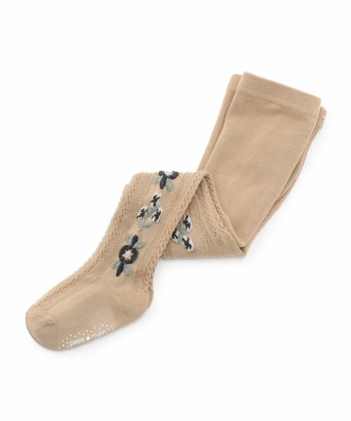 petit main / プティマイン ストッキング・タイツ・その他 | フラワージャガードタイツ（ベージュ）