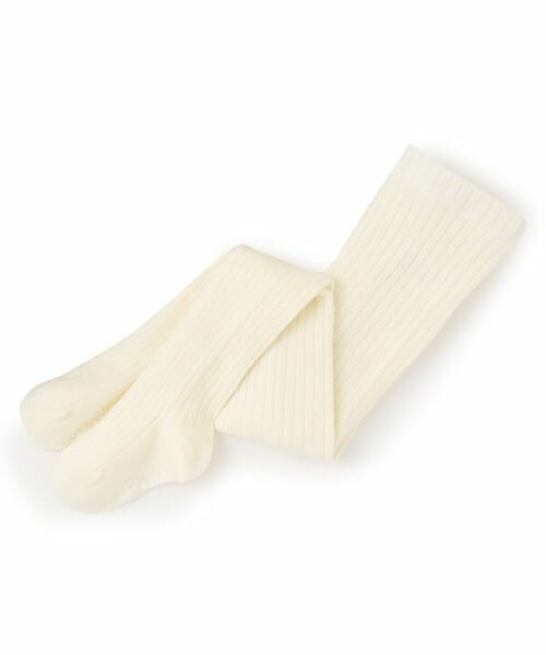 petit main / プティマイン ストッキング・タイツ・その他 | ウール混リブタイツ（オフ ホワイト）