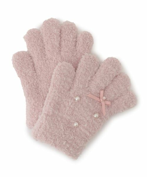 petit main / プティマイン 手袋 | パールリボン手袋（ライト ピンク）
