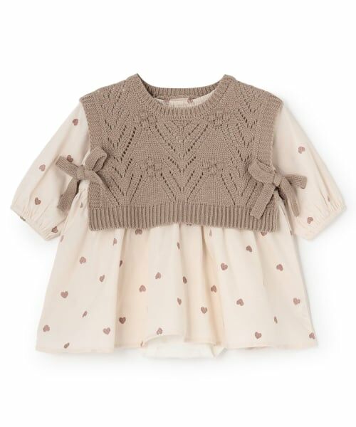 petit main / プティマイン ベビー・キッズウエア | 【リンク】ベストつきOPセットアップ（モカ茶）