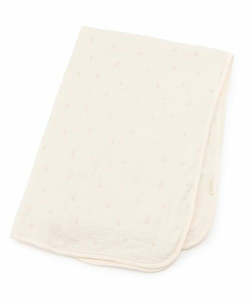 petit main / プティマイン ベビー・キッズグッズ | 刺しゅう6重ガーゼブランケット（アイボリー）