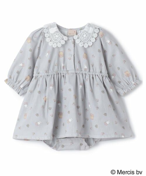 petit main / プティマイン ロンパース | 【dick bruna】総柄ロンパース（ブルー グレー）