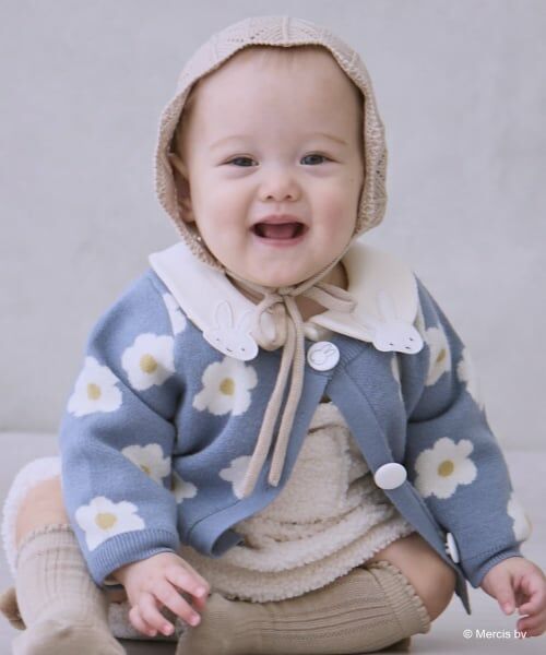 petit main / プティマイン ベビー・キッズウエア | 【dick bruna】花柄ニットカーディガン（ブルー）