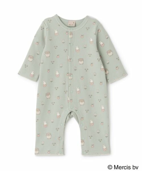 petit main / プティマイン ロンパース | 【dick bruna】総柄カバーオール（ライト グリーン）