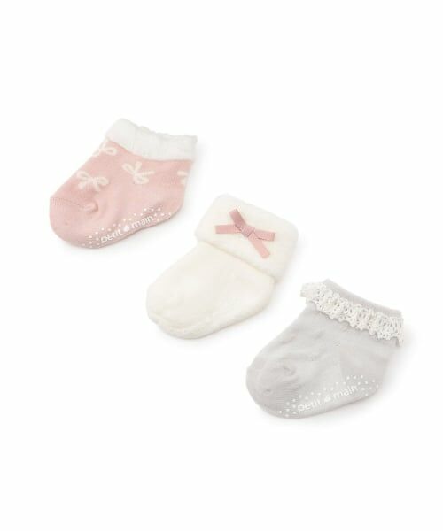 petit main / プティマイン ベビー・キッズウエア | BABY3Pソックス（ライト ピンク）