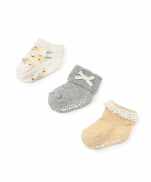 petit main / プティマイン ベビー・キッズウエア | BABY3Pソックス（クリーム）