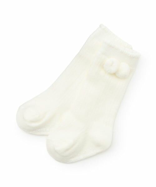 petit main / プティマイン ベビー・キッズウエア | ぽんぽんつきハイソックス（アイボリー）