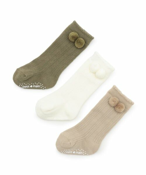 petit main / プティマイン ベビー・キッズウエア | ぽんぽんつきハイソックス | 詳細4