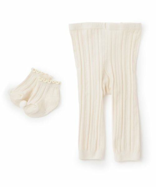 petit main / プティマイン ベビー・キッズウエア | ソックスつきレギンス（アイボリー）