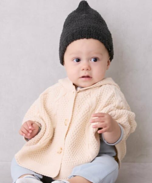 petit main / プティマイン ベビー・キッズウエア | ニットケープ（アイボリー）