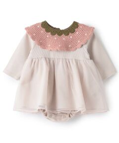 petit main / プティマイン ロンパース | いちご衿つきロンパース