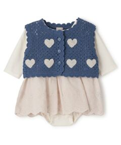 petit main / プティマイン ロンパース | 【リンク】クロシェベストつきロンパース