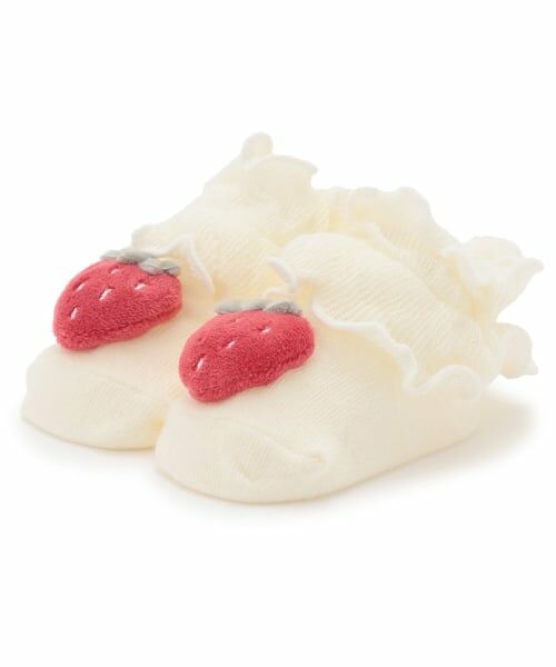 petit main / プティマイン ベビー・キッズウエア | いちごモチーフカップソックス（赤）