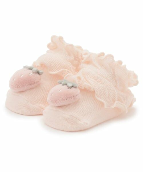 petit main / プティマイン ベビー・キッズウエア | いちごモチーフカップソックス（ライト ピンク）