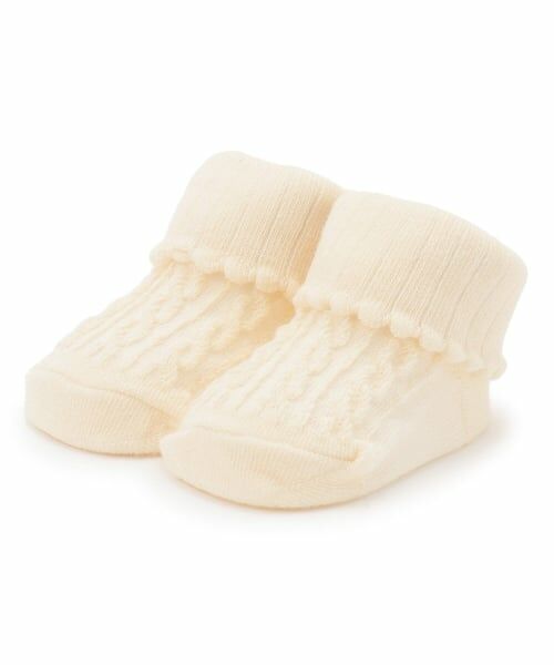 petit main / プティマイン ベビー・キッズウエア | ケーブルカップソックス（アイボリー）