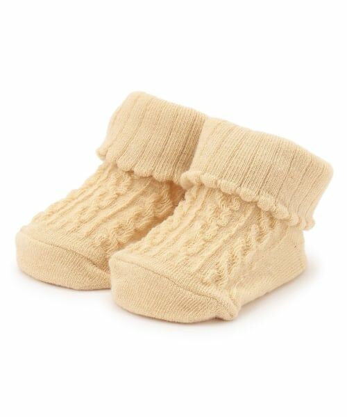 petit main / プティマイン ベビー・キッズウエア | ケーブルカップソックス（黄）